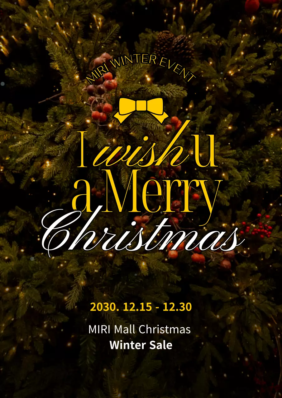 Poster quảng cáo Giáng sinh truyền thống xanh