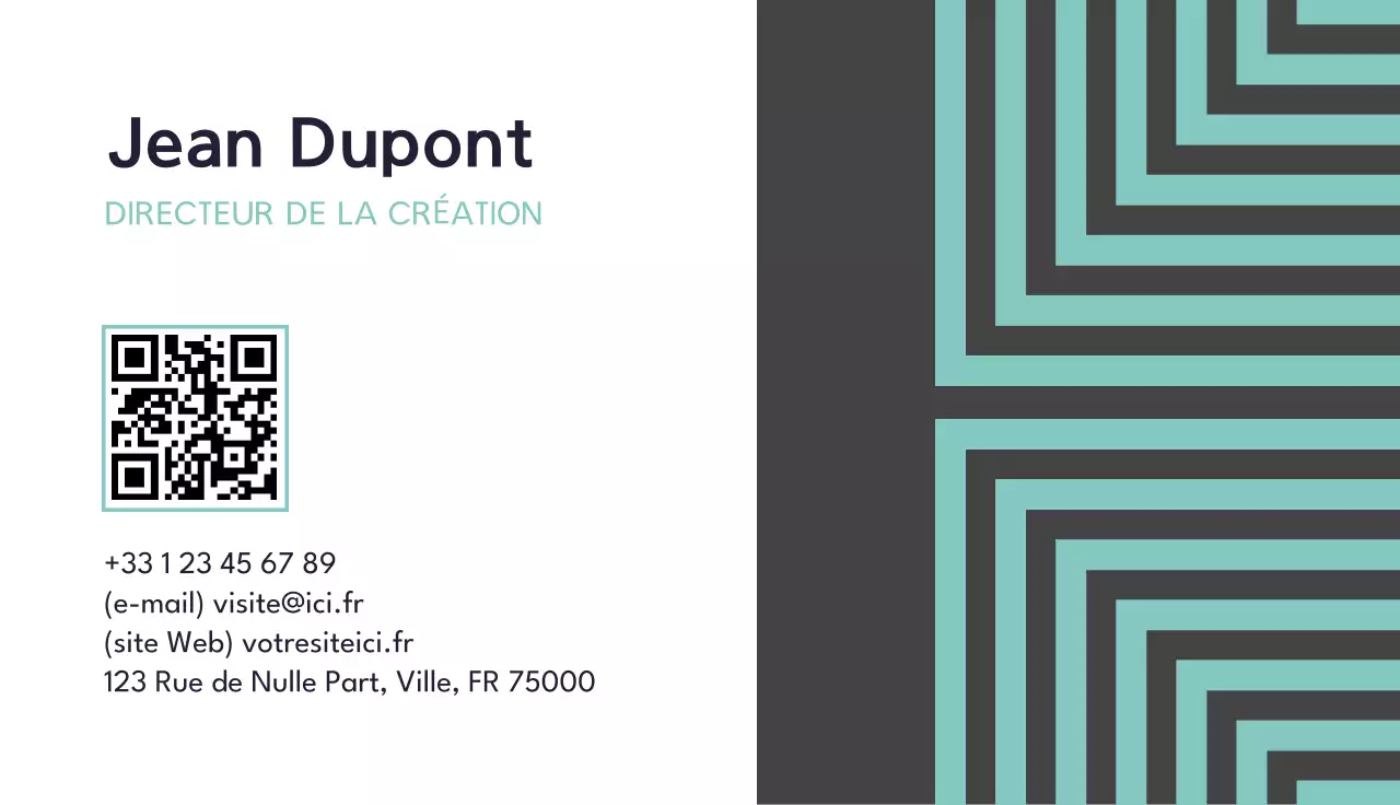 carte de visite moderne sarcelle