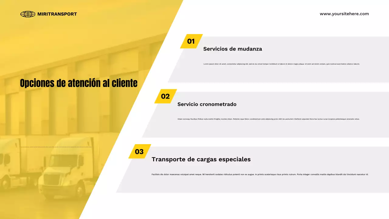 presentación del transporte moderno amarillo