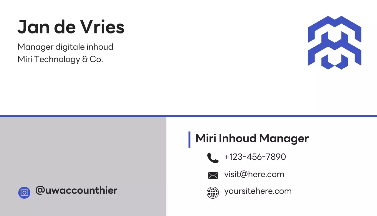 blauw modern visitekaartje