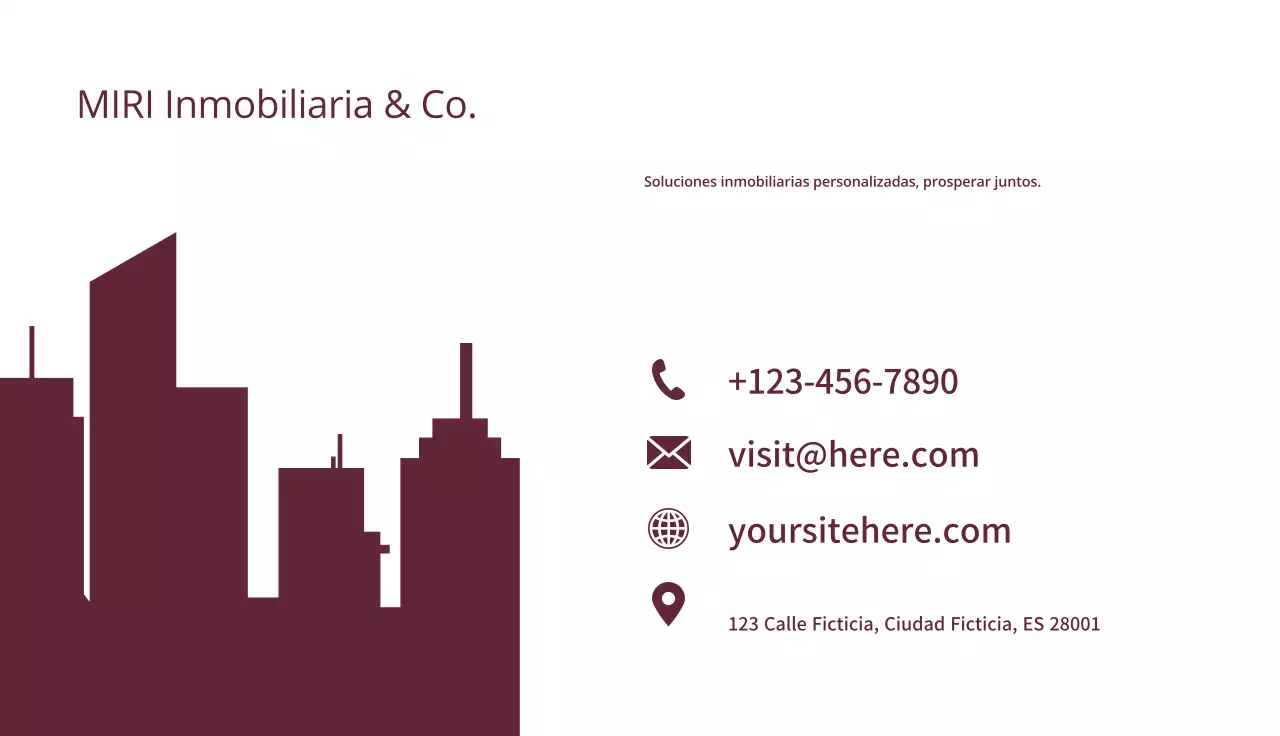 tarjeta inmobiliaria minimalista granate