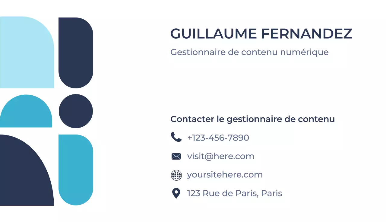 carte de visite moderne bleue