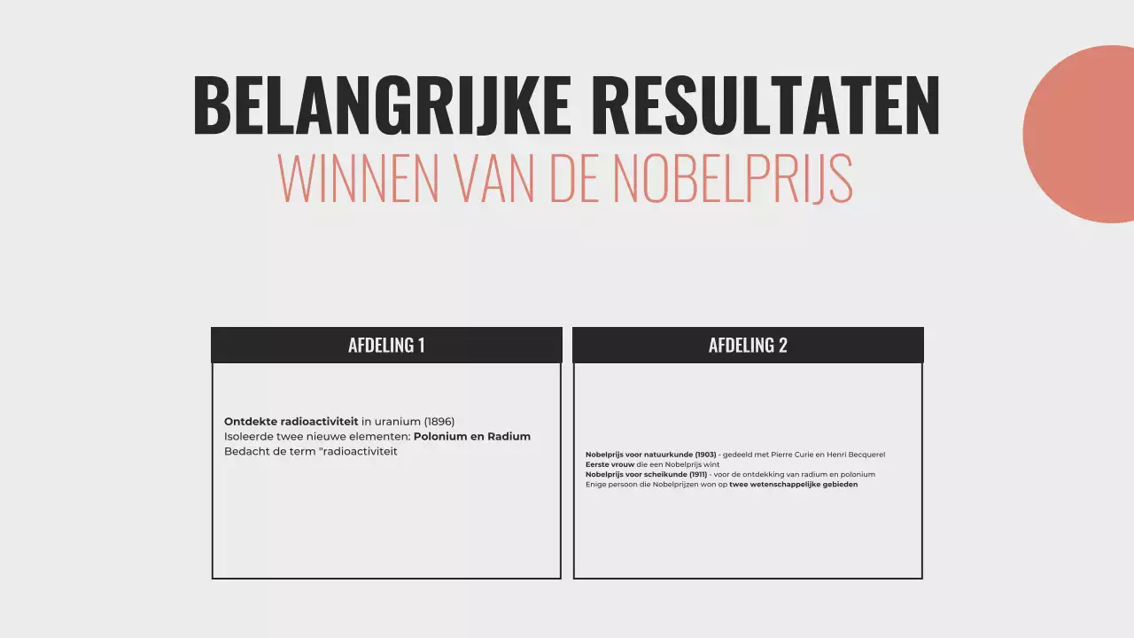 Ontdek het leven van Marie Curie Minimalistische presentatie