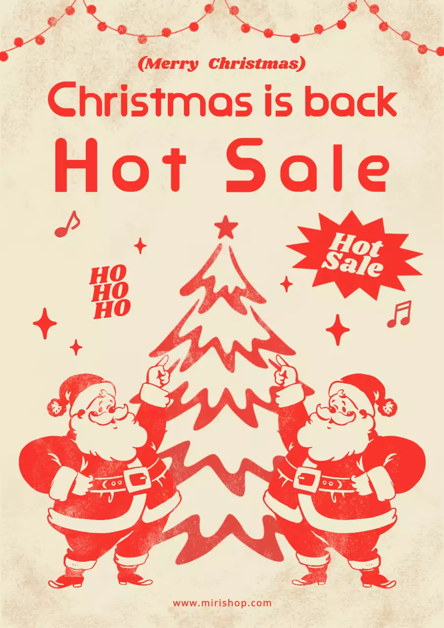 Poster quảng cáo Giáng sinh cổ điển màu đỏ