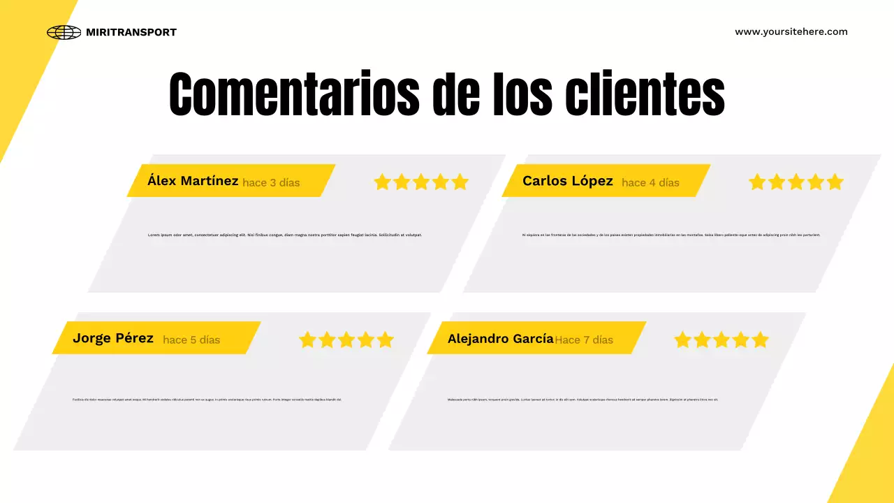 presentación del transporte moderno amarillo