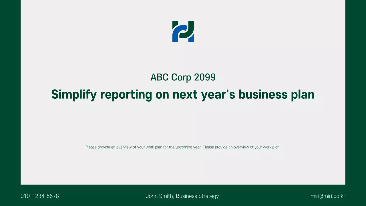 Green Modern Business Plan Document Presentation
