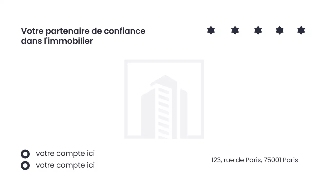 carte de visite immobilière moderne marine
