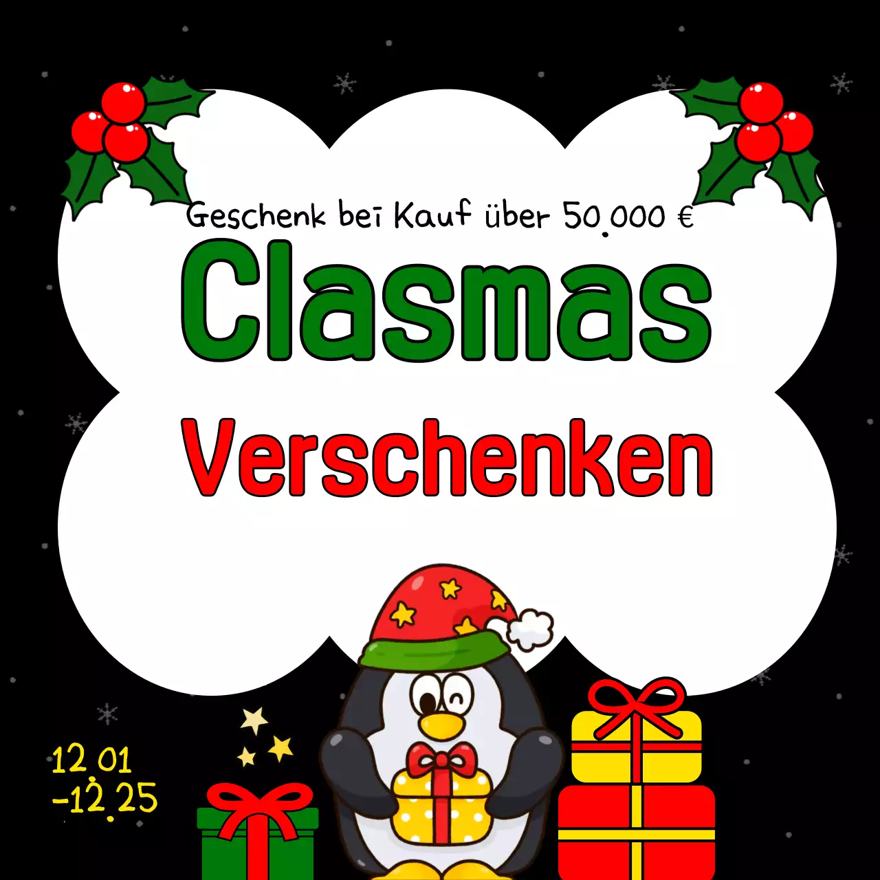 Werben Sie für Ihre Weihnachtsveranstaltung in Rot und Grün mit dieser niedlichen Weihnachtsanzeige