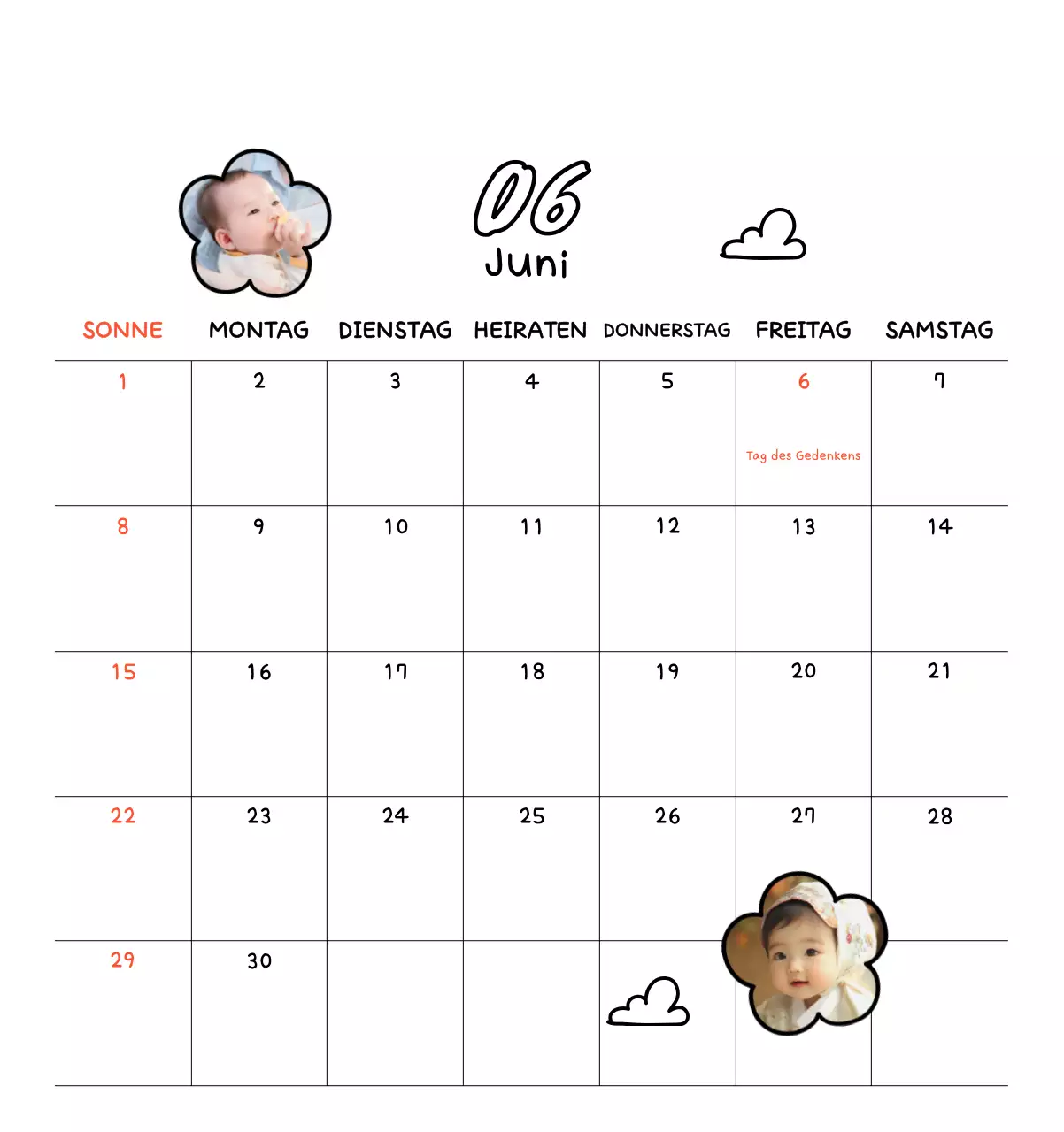 Niedlicher Neujahrs-Fotokalender