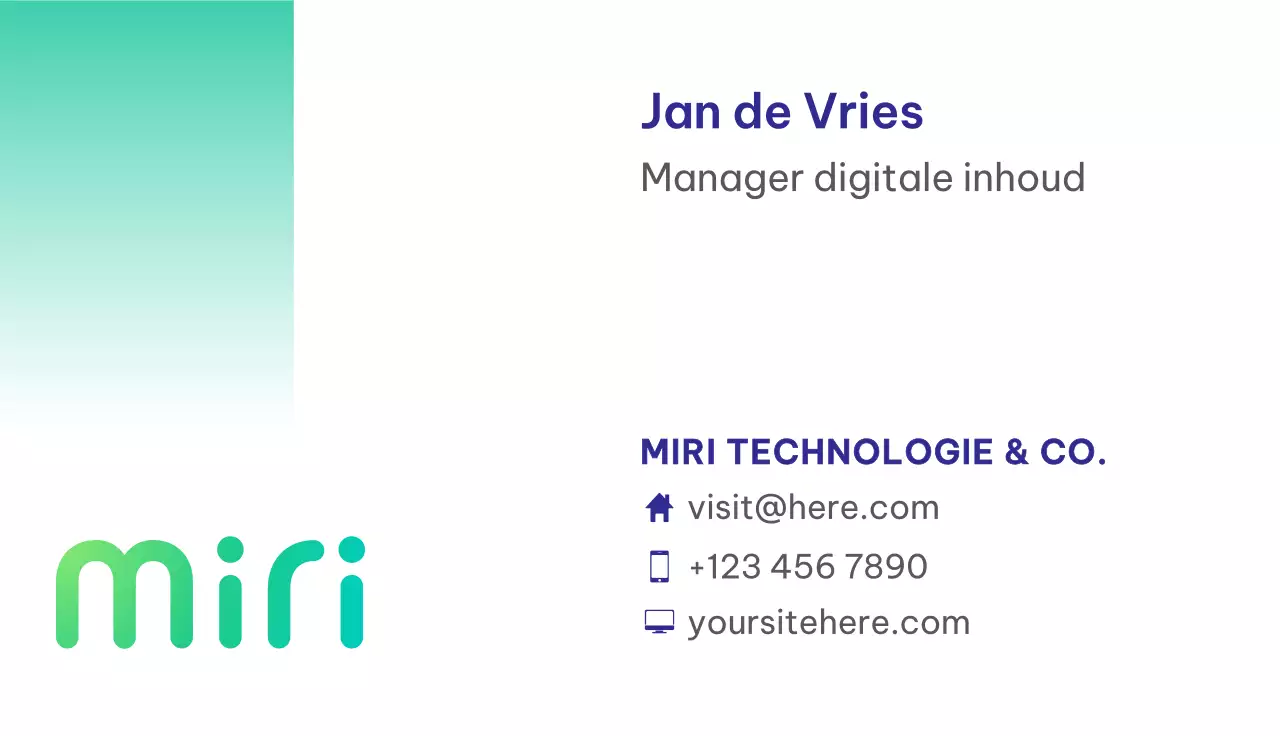 groenblauw modern visitekaartje