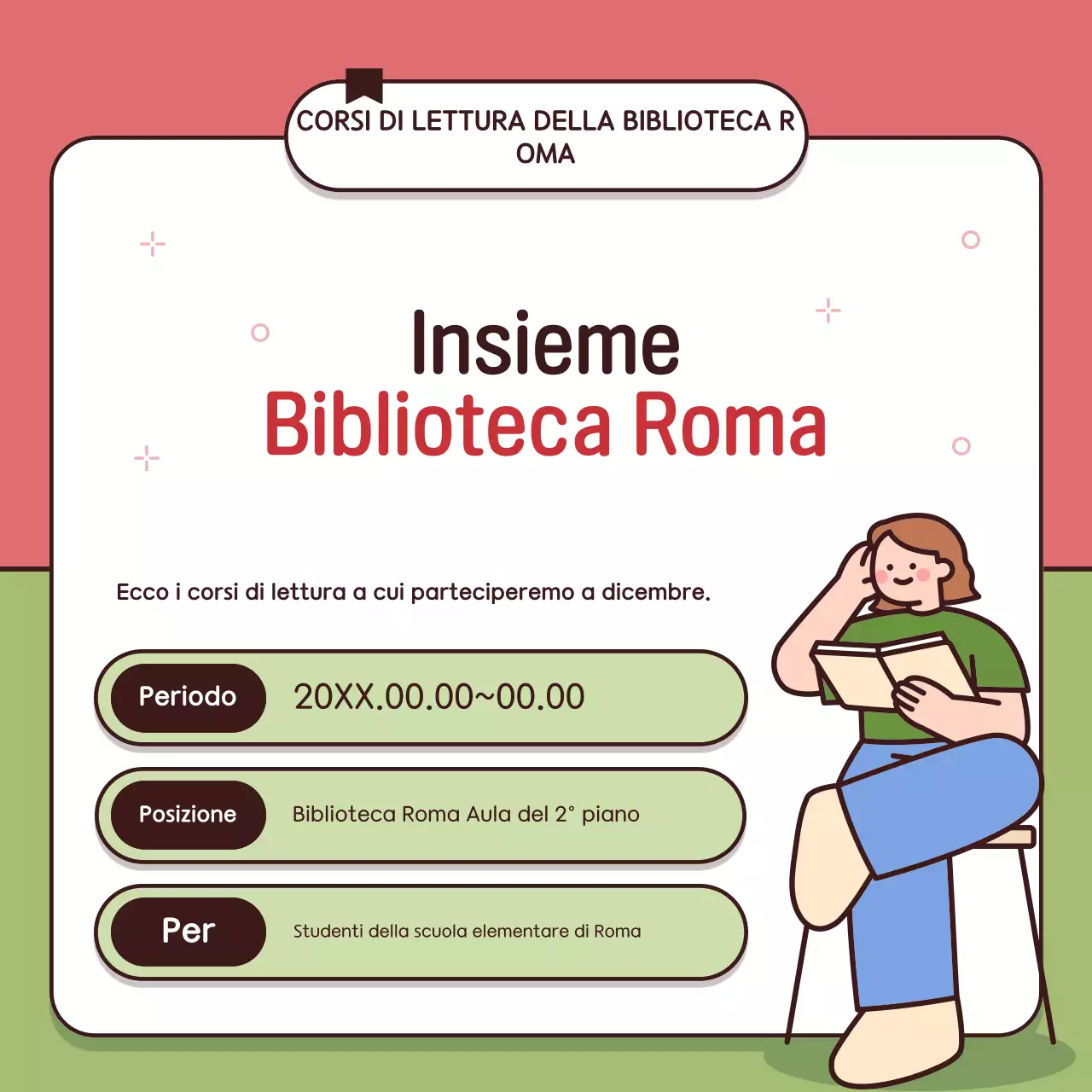 Promuovere gli eventi di lettura rossa e verde in biblioteca