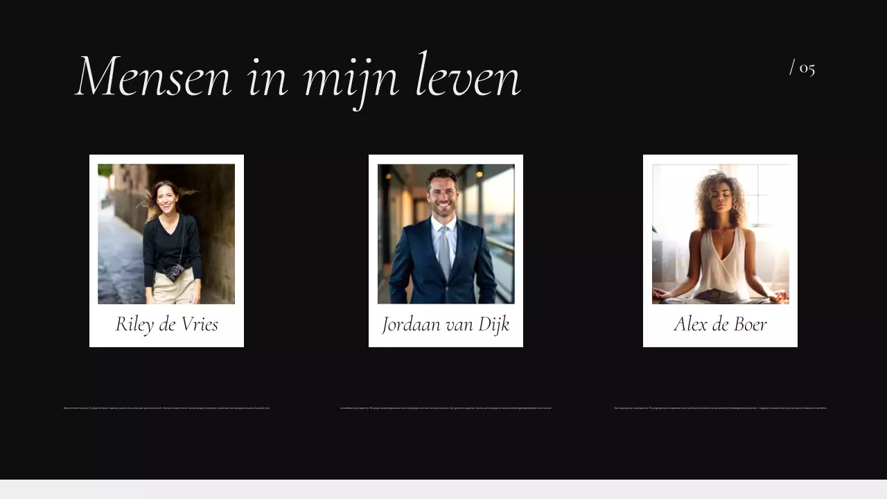 zwarte minimale biografie portfolio