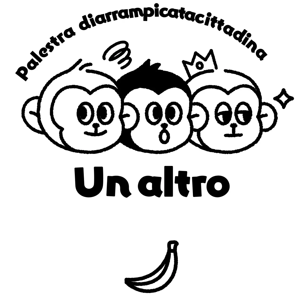 Logo sportivo semplice con illustrazione di tre simpatiche scimmie