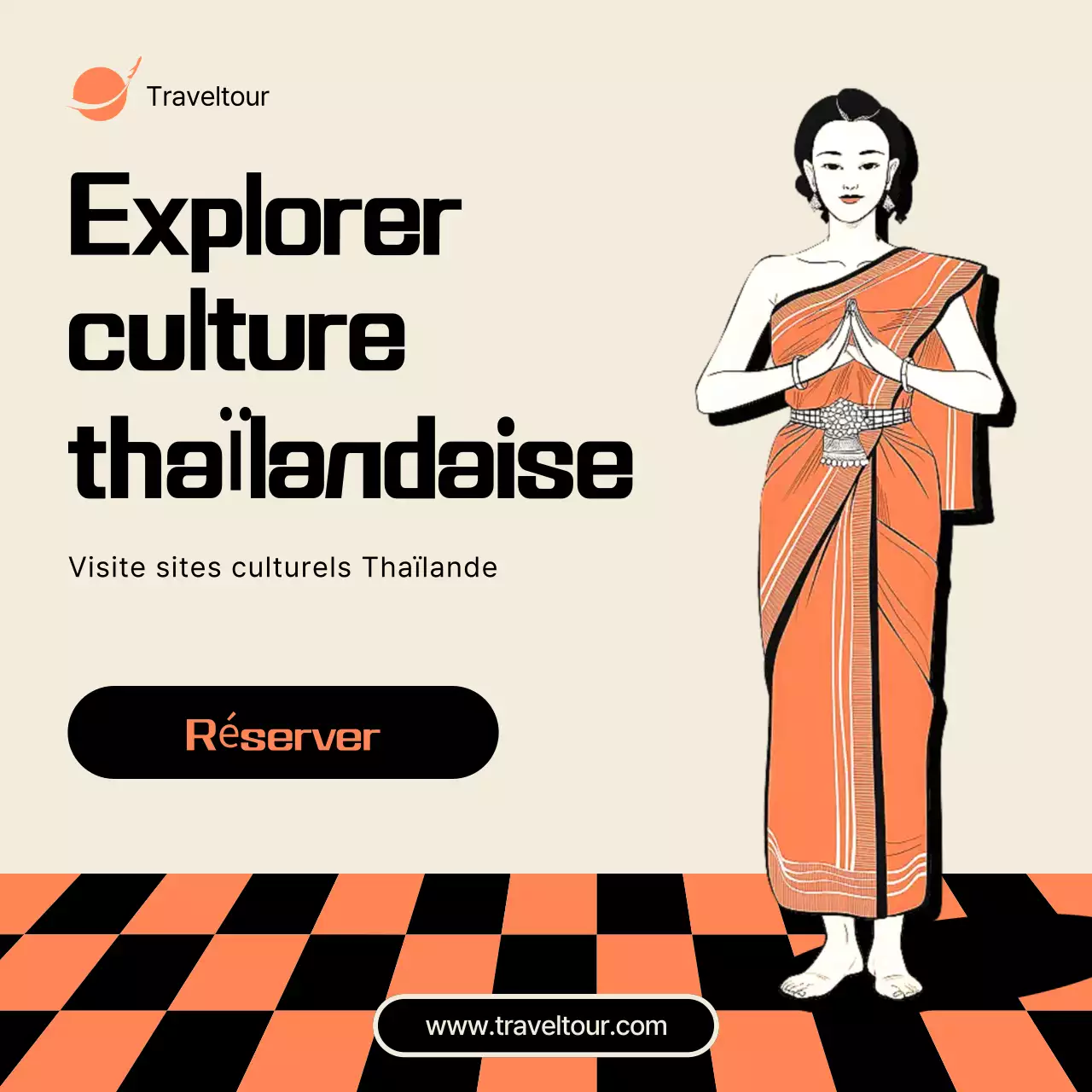 promotion des voyages traditionnels en orange