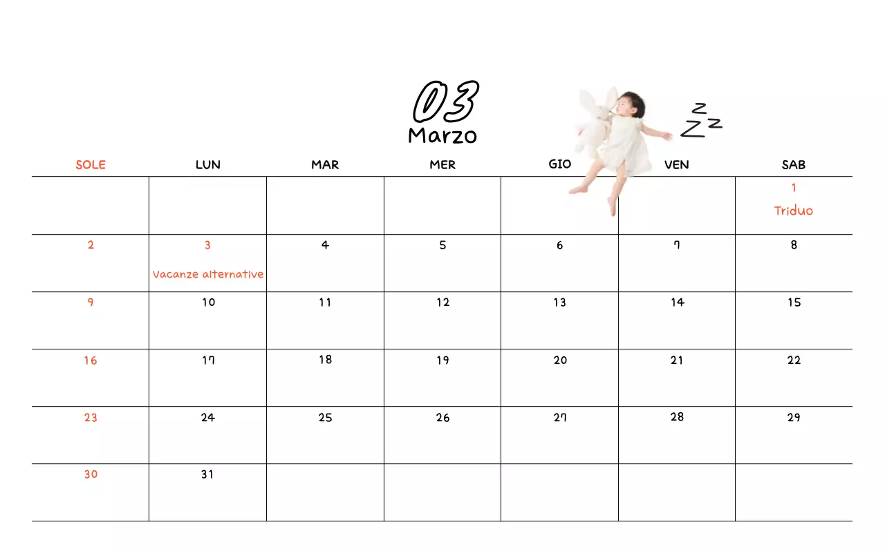 Calendario fotografico con disegno carino