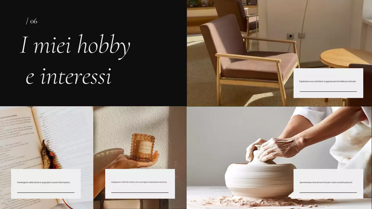 portfolio biografico minimale nero