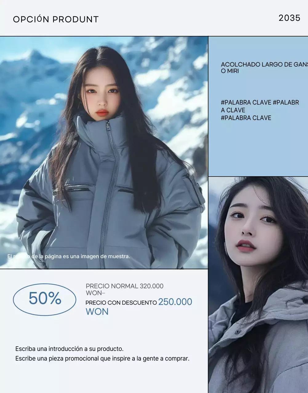 Anuncio de moda moderna en azul claro