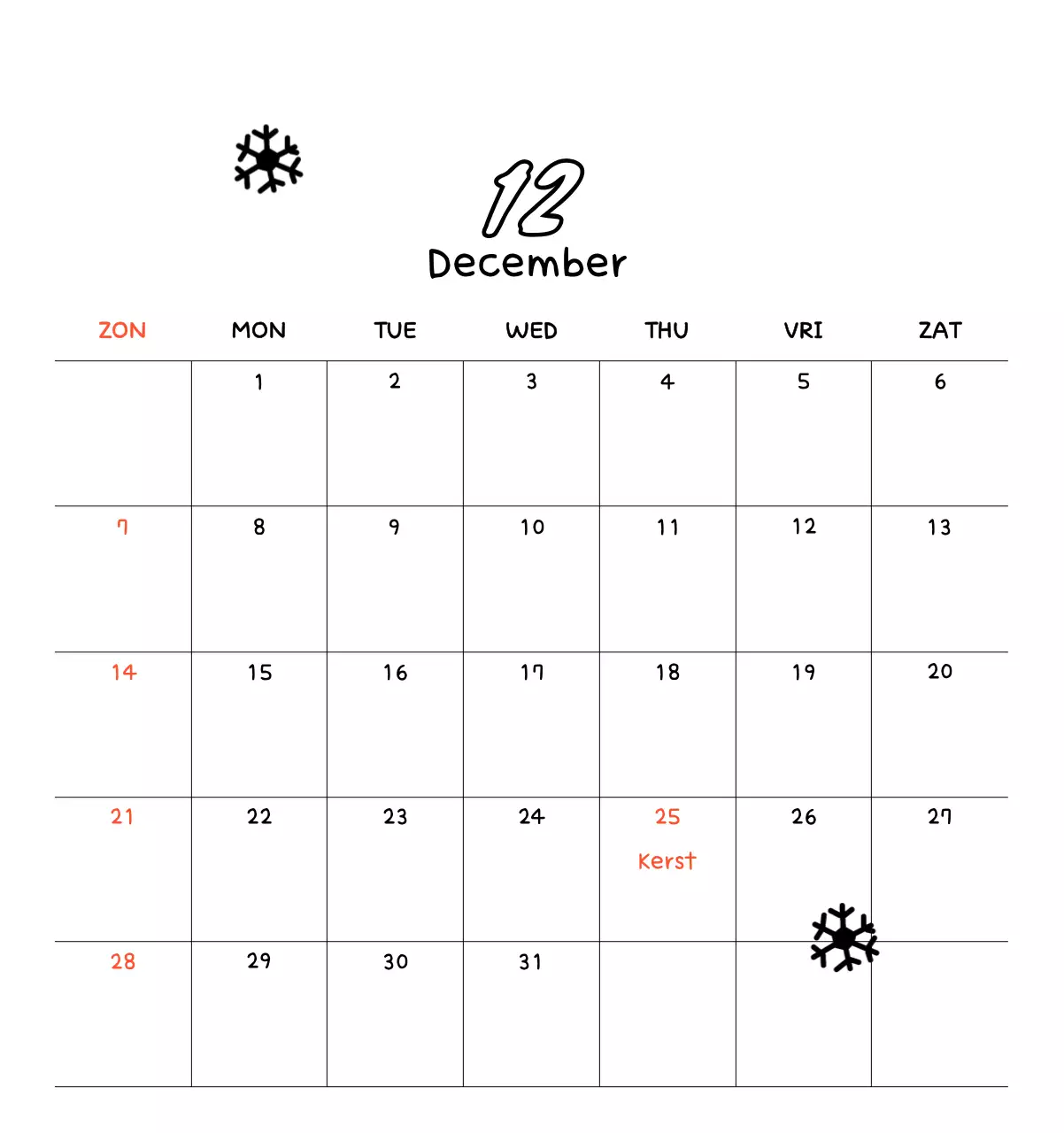 Schattige nieuwjaarskalender