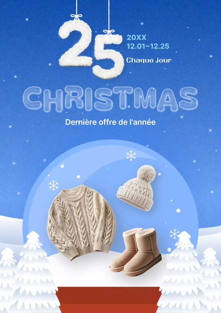 Événement de Noël moderne bleu