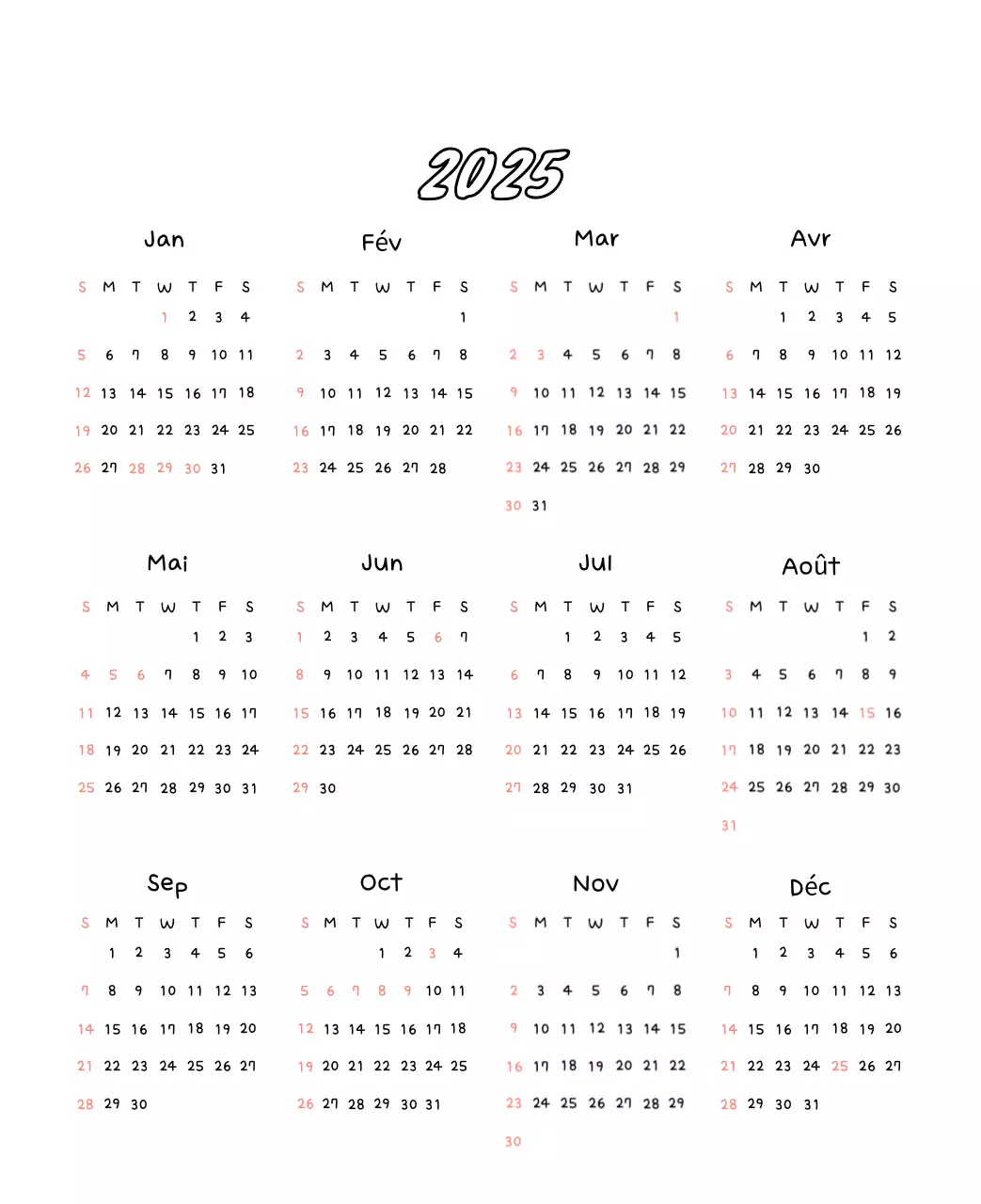 Adorable calendrier du Nouvel An