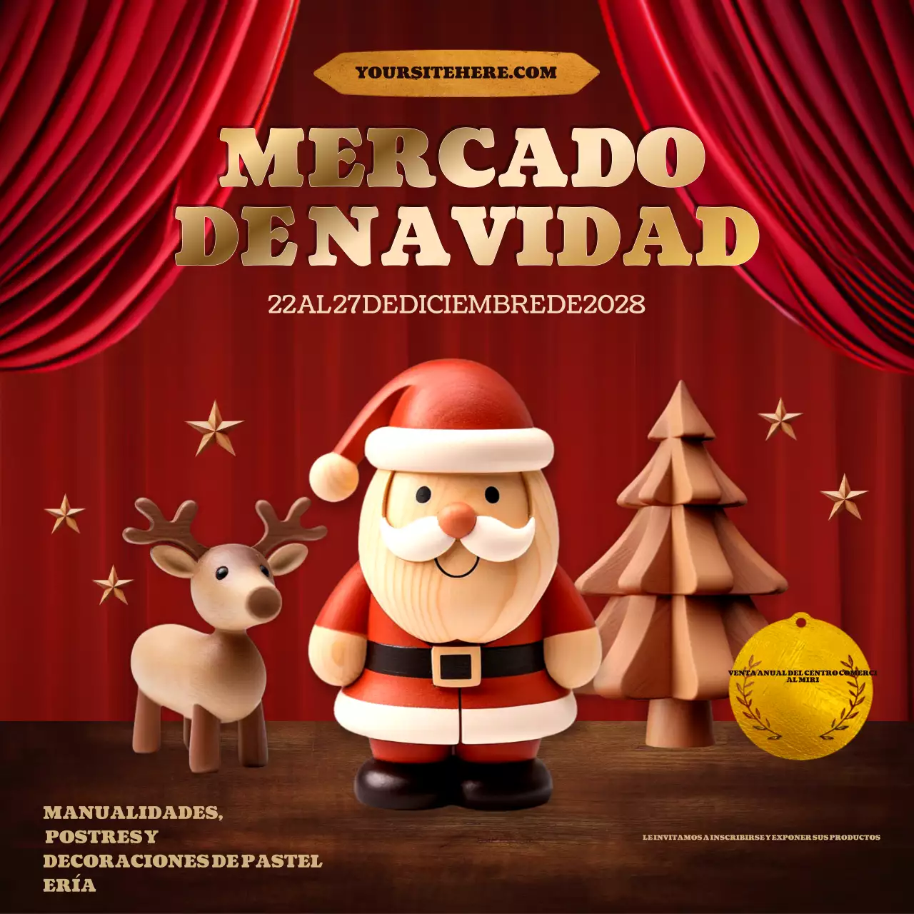 anuncio de evento navideño vintage rojo