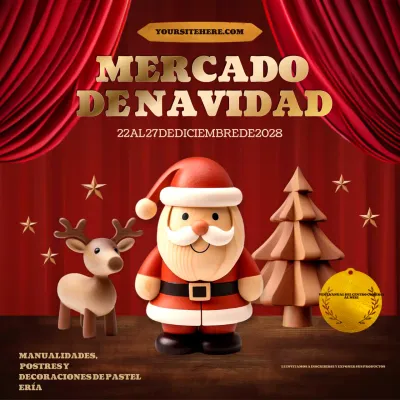 anuncio de evento navideño vintage rojo