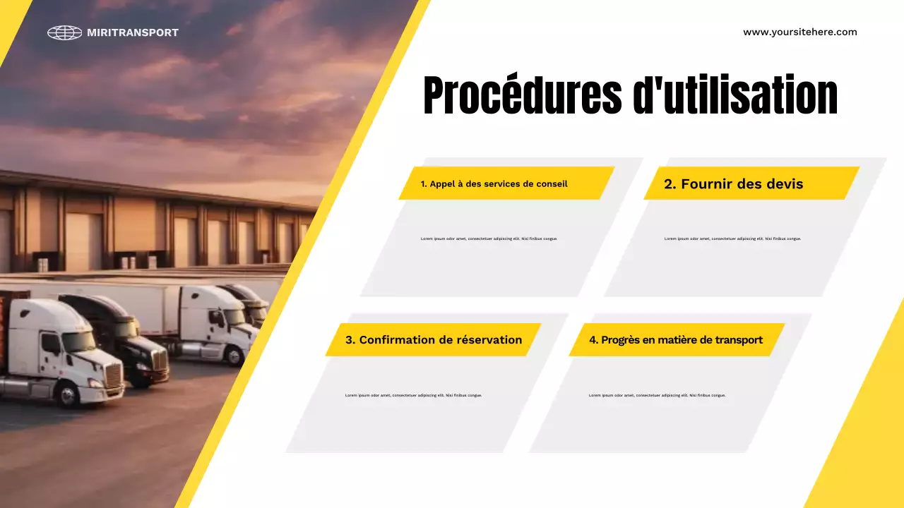 présentation des transports modernes en jaune
