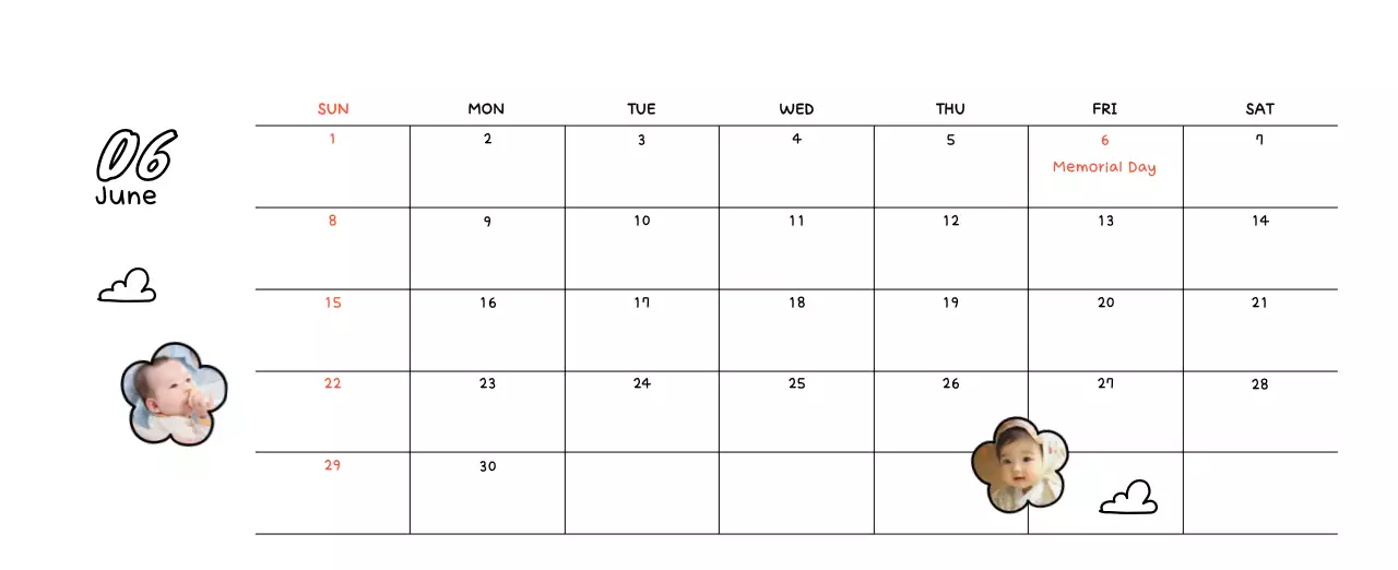 Adorable New Year's photo calendar