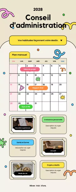 planificateur de tableau de vision moderne beige