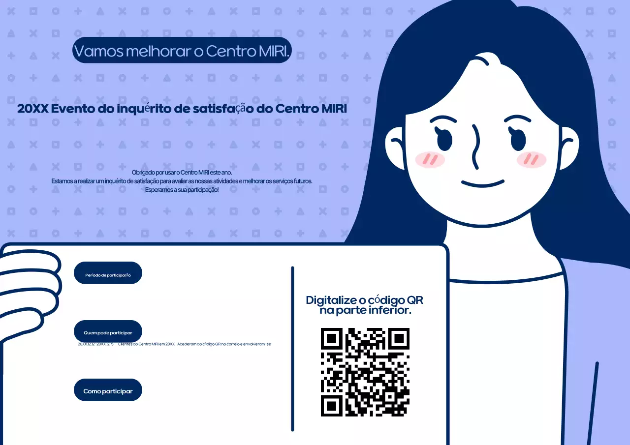 Anúncio do evento do Inquérito de Satisfação Blue Simple