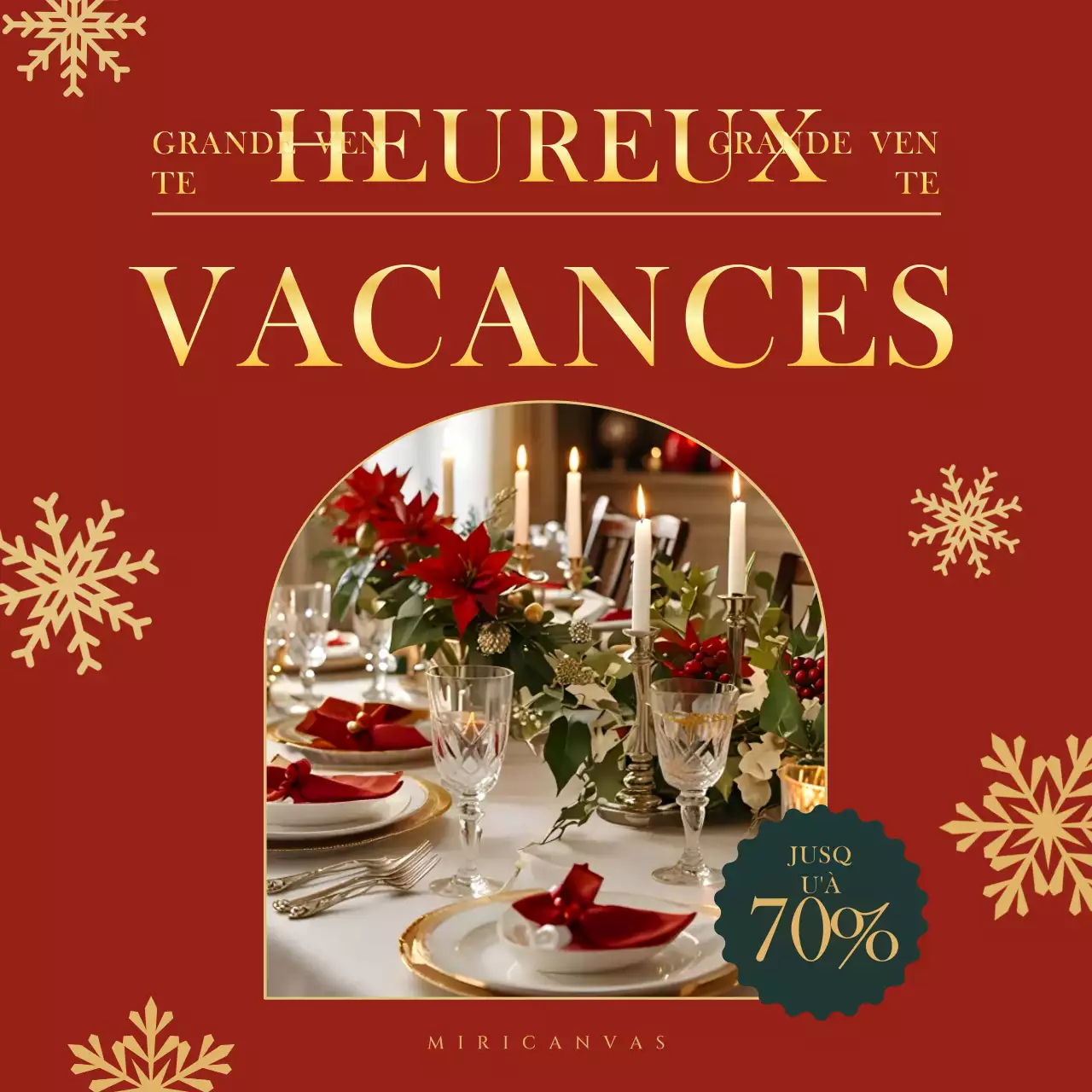 Une annonce classique de vente de Noël rouge sur les médias sociaux