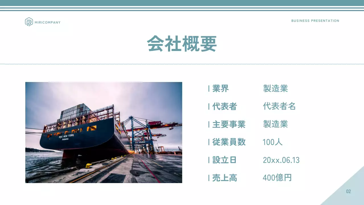 青 モダン 事業 ポートフォリオ プレゼンテーション