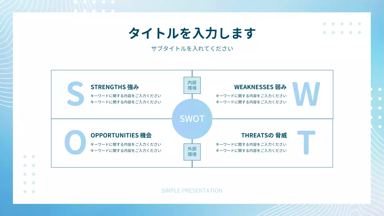 青 シンプル 資料 プレゼンテーション