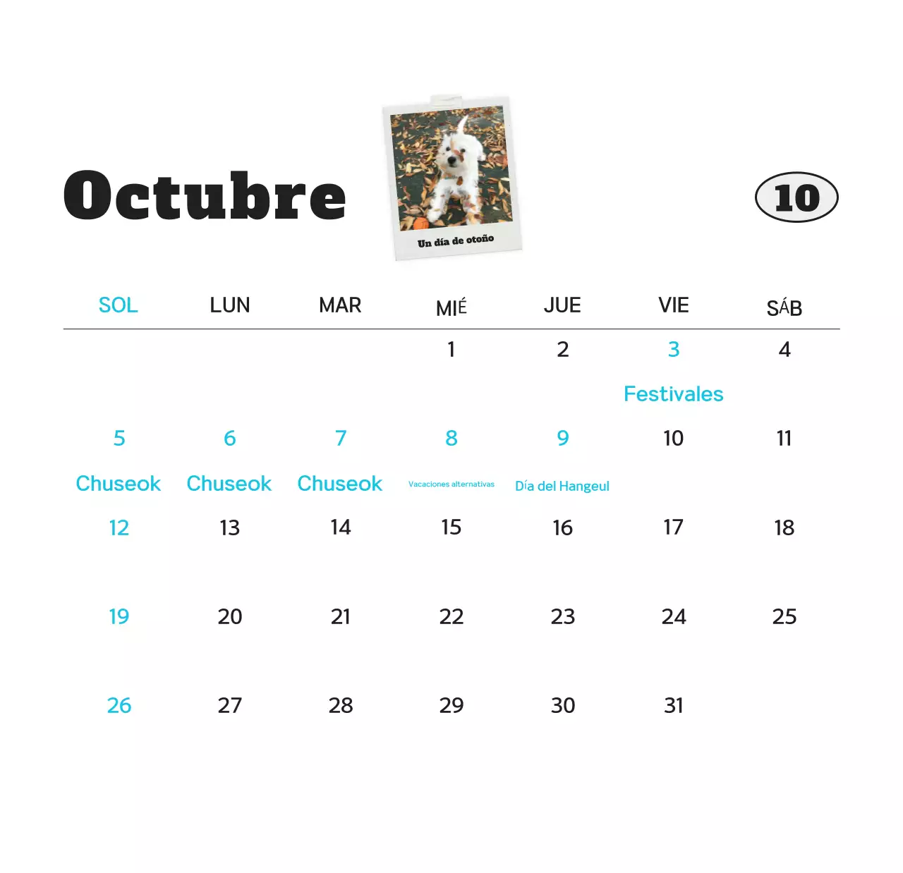 Calendario de fotos de mascotas blanco y limpio