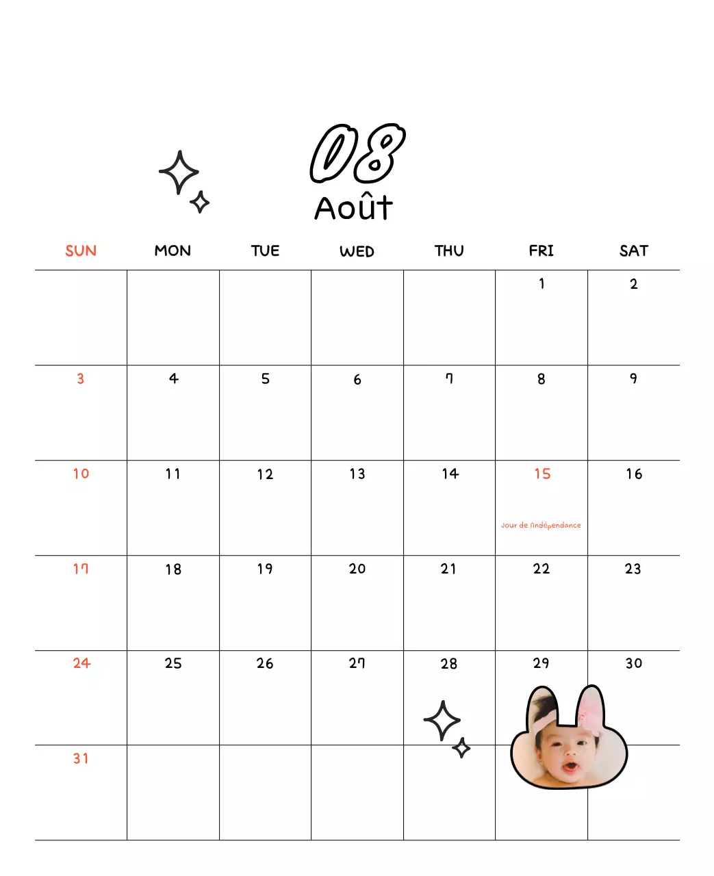 Adorable calendrier du Nouvel An