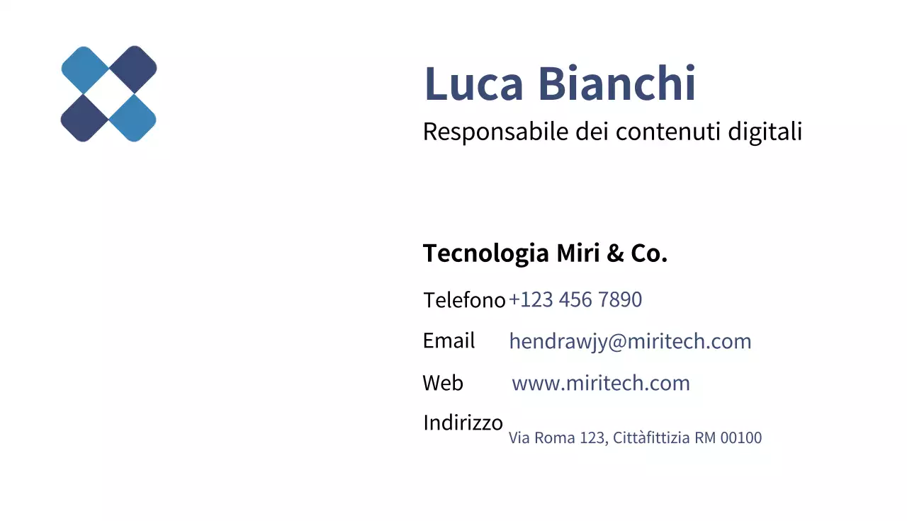 biglietto da visita moderno blu