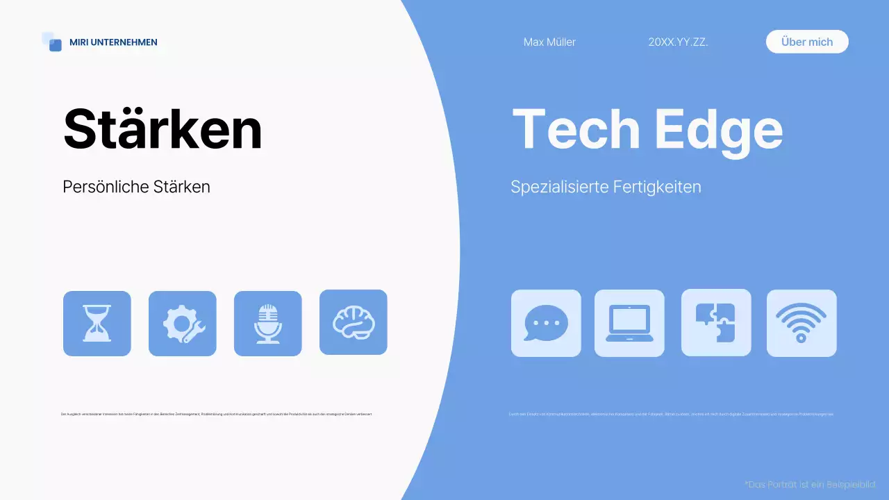 blue modern self-introduction pitch