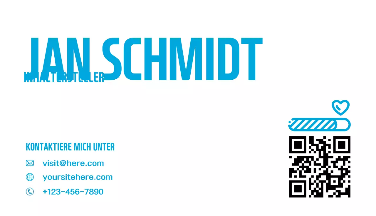 blaue Visitenkarte mit modernem Inhalt