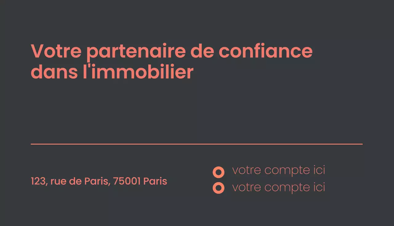 carte de visite corail moderne pour l'immobilier