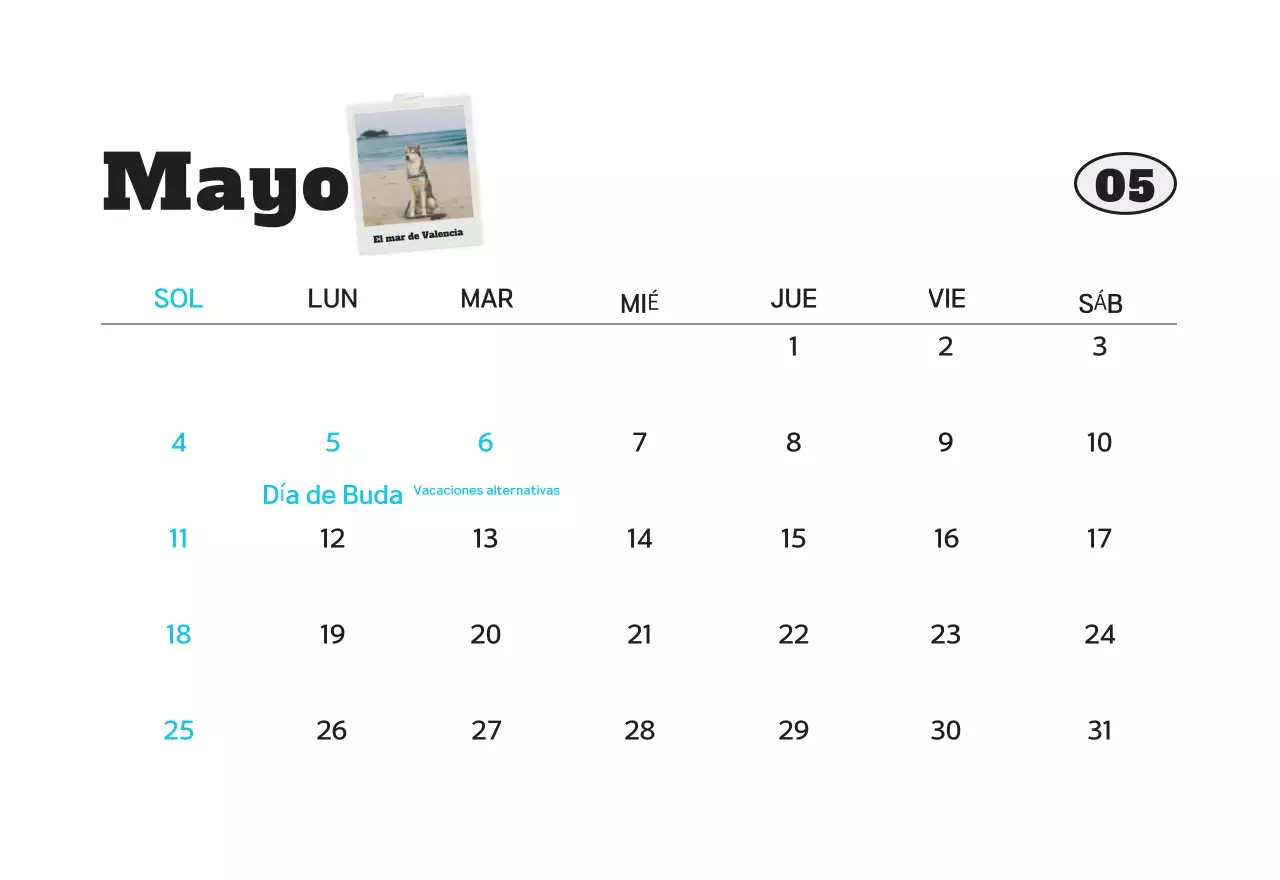 Calendario de fotos de mascotas blanco y limpio