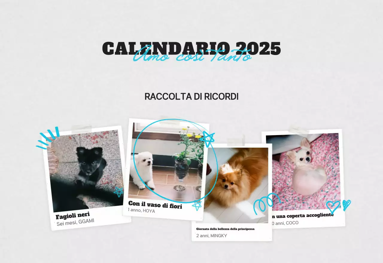 Calendario fotografico bianco per animali domestici puliti