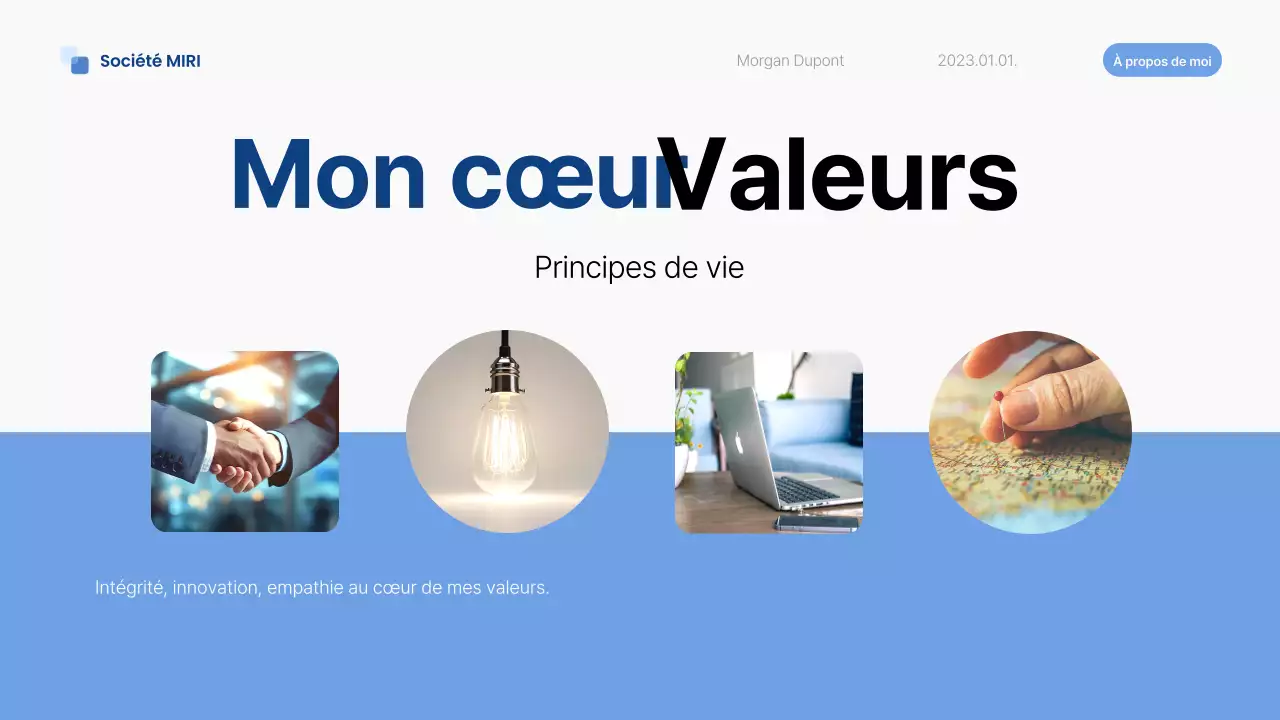 pitch d'autoprésentation moderne bleu