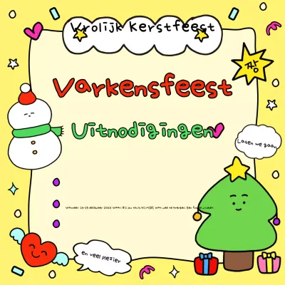 Gele gezellige kerstuitnodiging