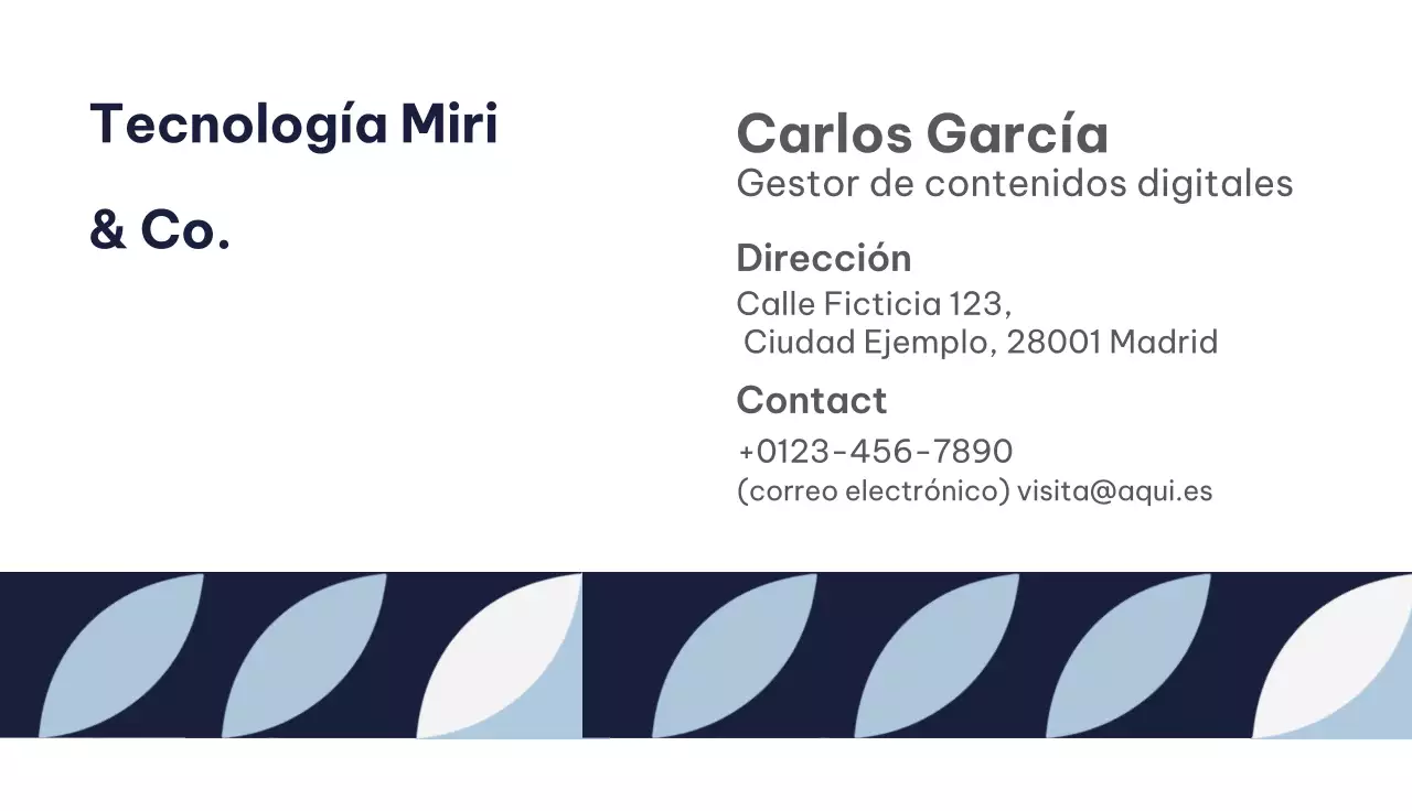 tarjeta de visita moderna azul marino