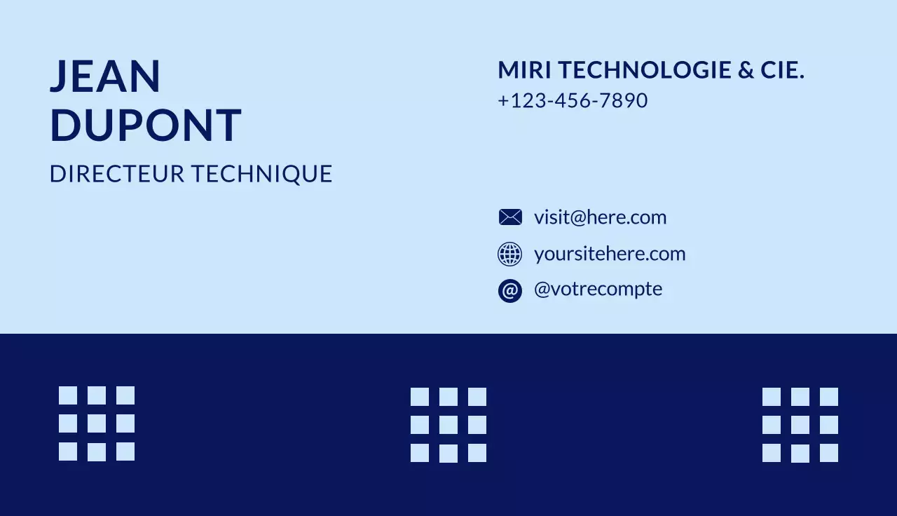 carte de visite moderne bleue