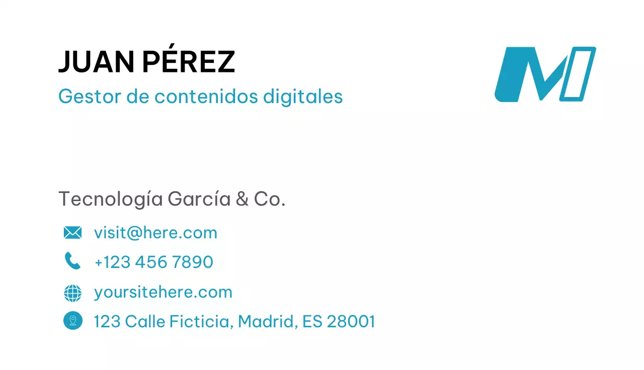 tarjeta de visita moderna verde azulado