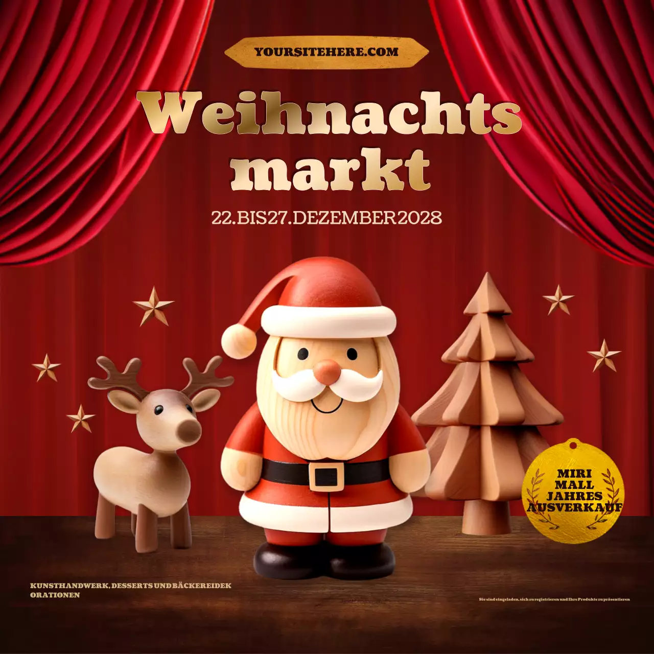 rote Vintage-Weihnachts-Event-Ankündigung