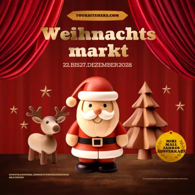 rote Vintage-Weihnachts-Event-Ankündigung