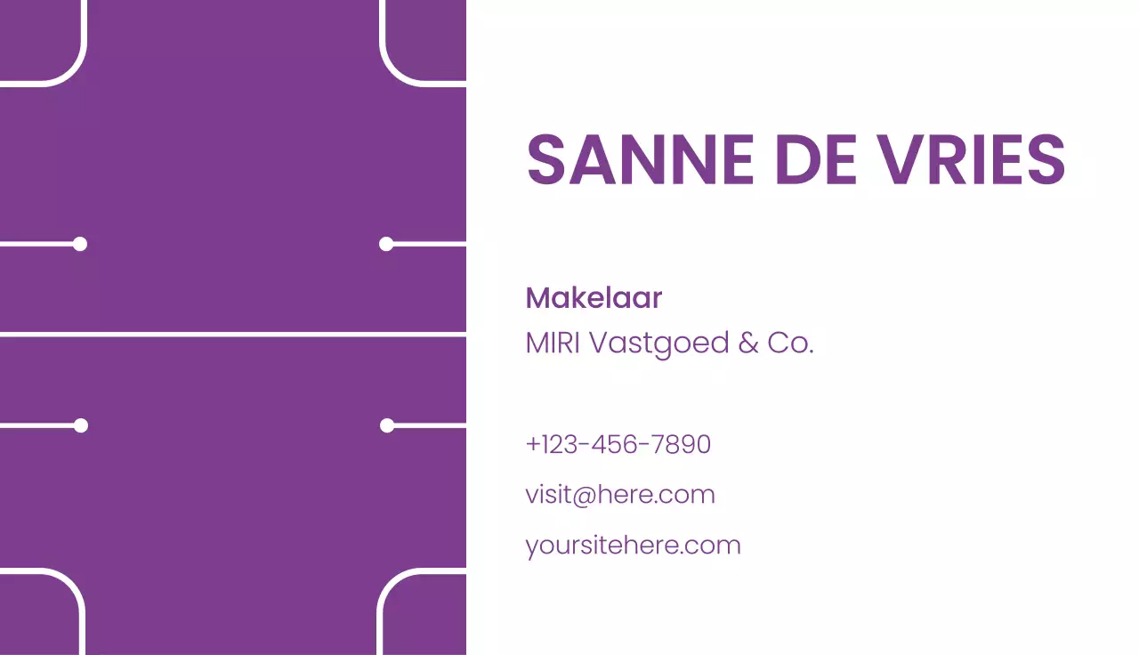 paars modern onroerend goed visitekaartje