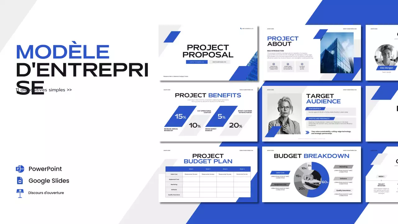 Présentation d'entreprise moderne de couleur bleue